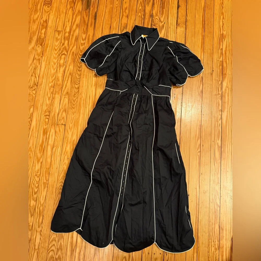 Farm RIO Black Midi Shirt Dress Size L - Picture 2 of 4